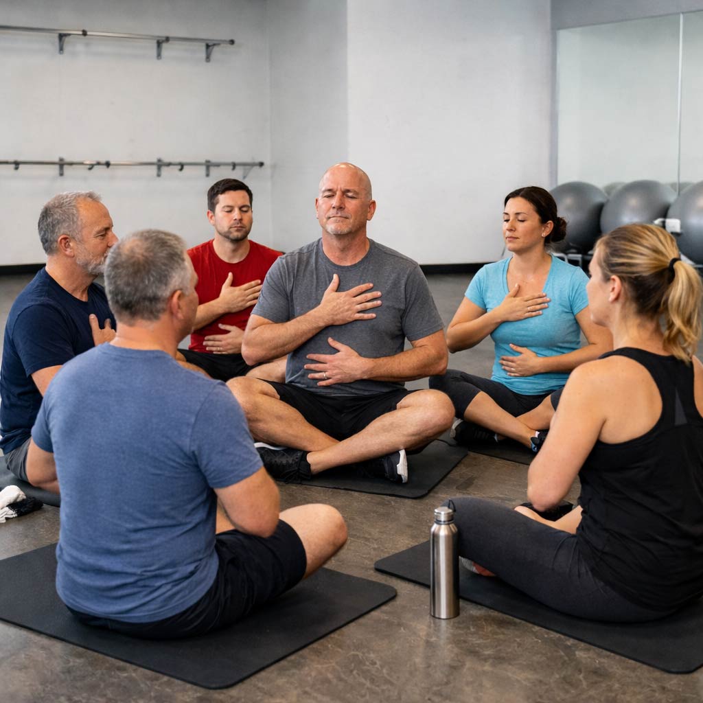 Gruppentraining mit Breathwork im sportlichen Umfeld